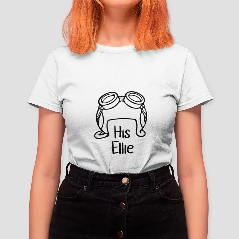 Polera para parejas, estampado personalizado de Ellie. Pigmentón