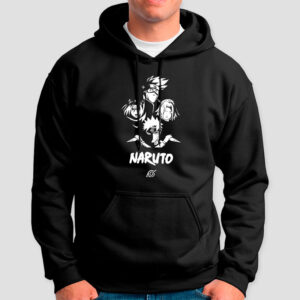 Polerón Estampado de Naruto Equipo 7, con gorro y bolsillo. De algodón.