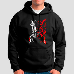 Polerón Estampado de Kyubi Kurama, con gorro y bolsillo. De Algodón.