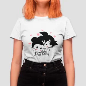 Polera estampada para parejas Dragon Ball Goku y Milk